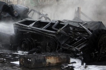 Десять машин сгорело в автосервисе в Москве